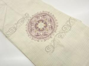 相良刺繍変わり華文・唐草模様名古屋帯